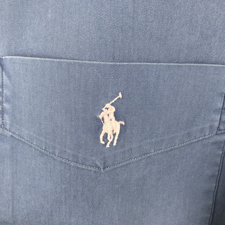 Ralph Lauren POLO by Ralph Lauren CUSTOM FIT short sleeve button down shirt, men's size L cotton blue type Vintage Second Hand