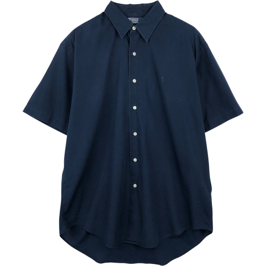 Ralph Lauren POLO by Ralph Lauren MARLOWE Short-Sleeve Cotton Shirt, Men's Size L (approx.) cotton navy blue type Vintage Second Hand