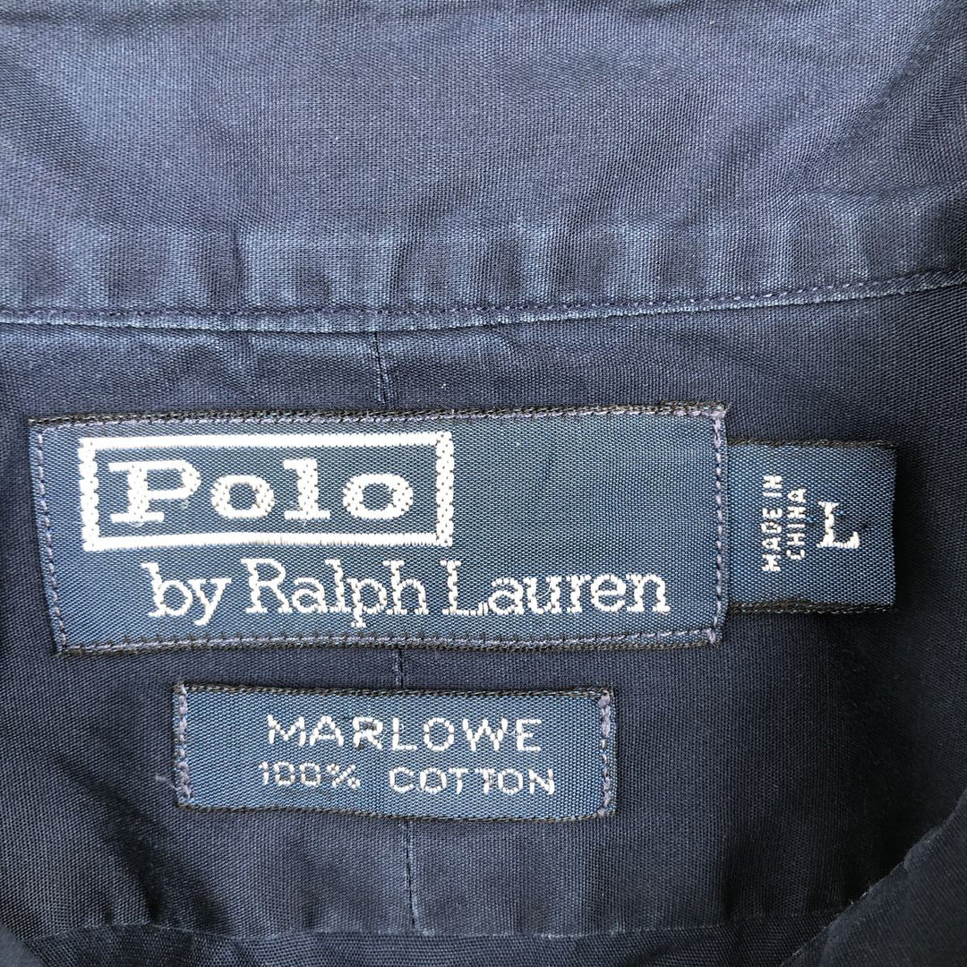 Ralph Lauren POLO by Ralph Lauren MARLOWE Short-Sleeve Cotton Shirt, Men's Size L (approx.) cotton navy blue type Vintage Second Hand