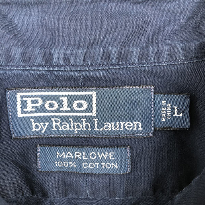 Ralph Lauren POLO by Ralph Lauren MARLOWE Short-Sleeve Cotton Shirt, Men's Size L (approx.) cotton navy blue type Vintage Second Hand