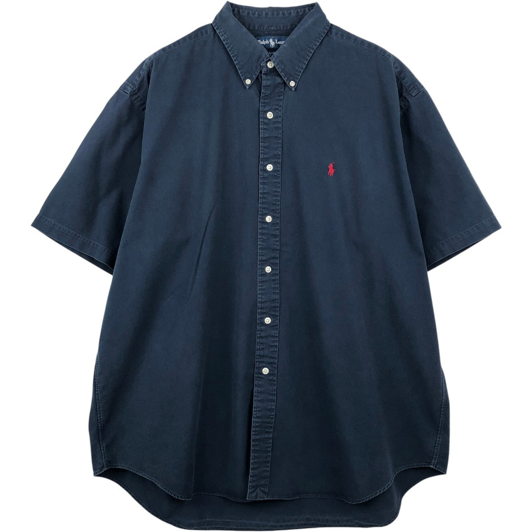 Ralph Lauren BLAKE short sleeve button down shirt, men's XL size cotton navy blue type Vintage Second Hand