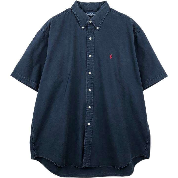 Ralph Lauren BLAKE short sleeve button down shirt, men's XL size cotton navy blue type Vintage Second Hand