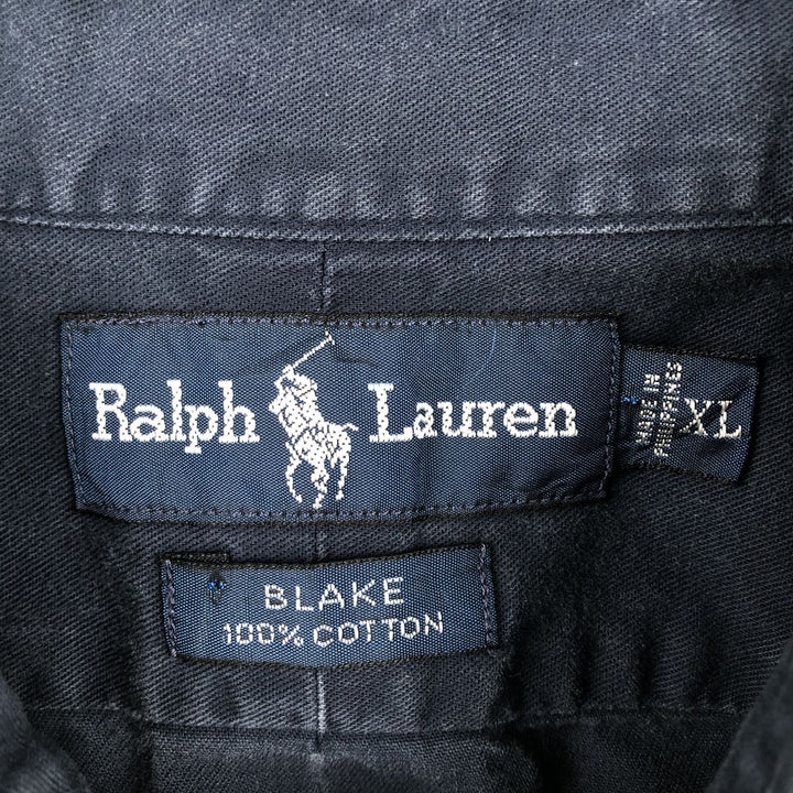 Ralph Lauren BLAKE short sleeve button down shirt, men's XL size cotton navy blue type Vintage Second Hand