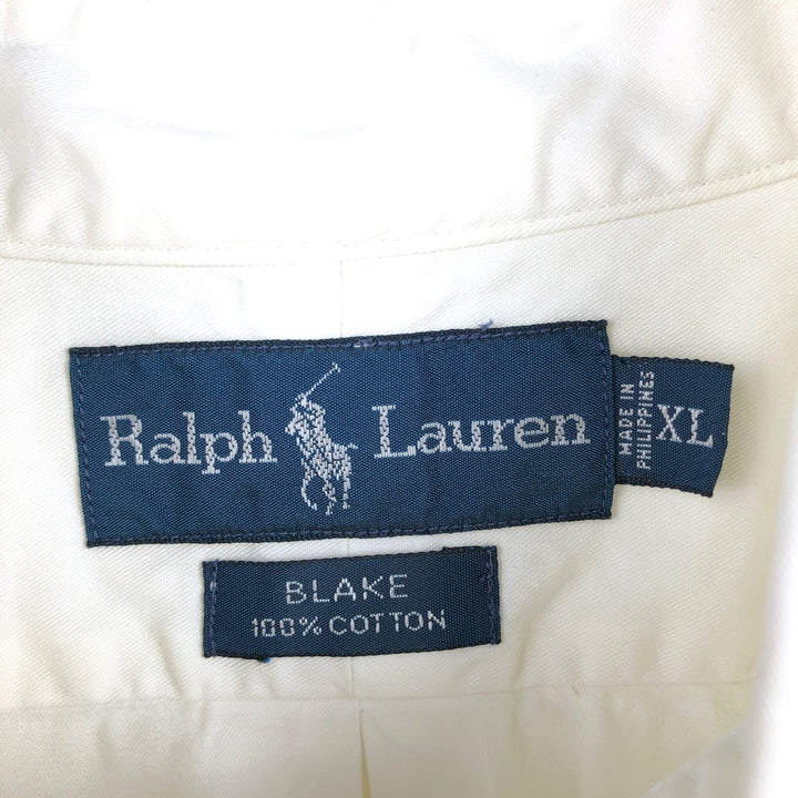 Ralph Lauren BLAKE short sleeve button down shirt, men's XL size cotton white type Vintage Second Hand