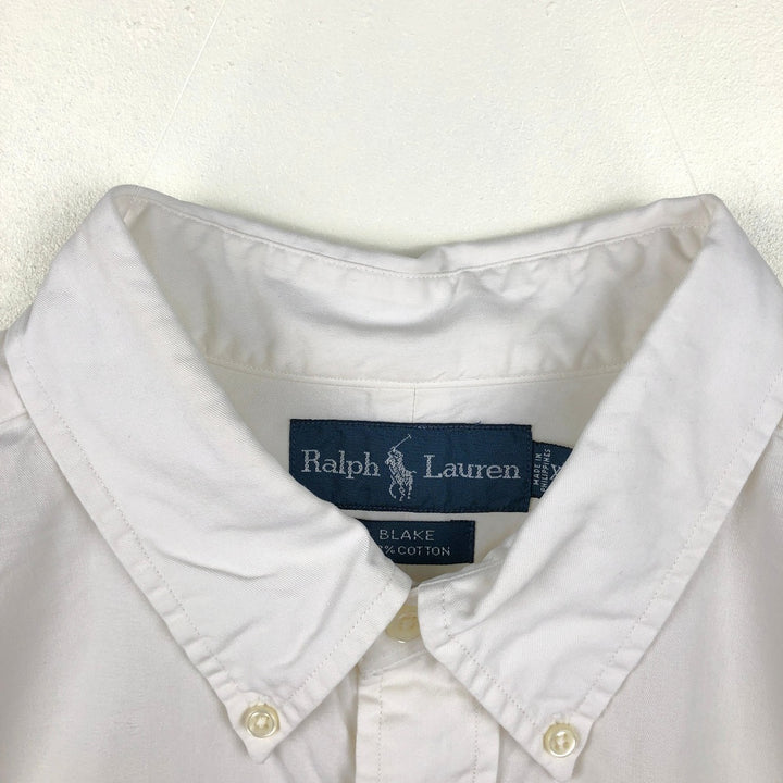 Ralph Lauren BLAKE short sleeve button down shirt, men's XL size cotton white type Vintage Second Hand