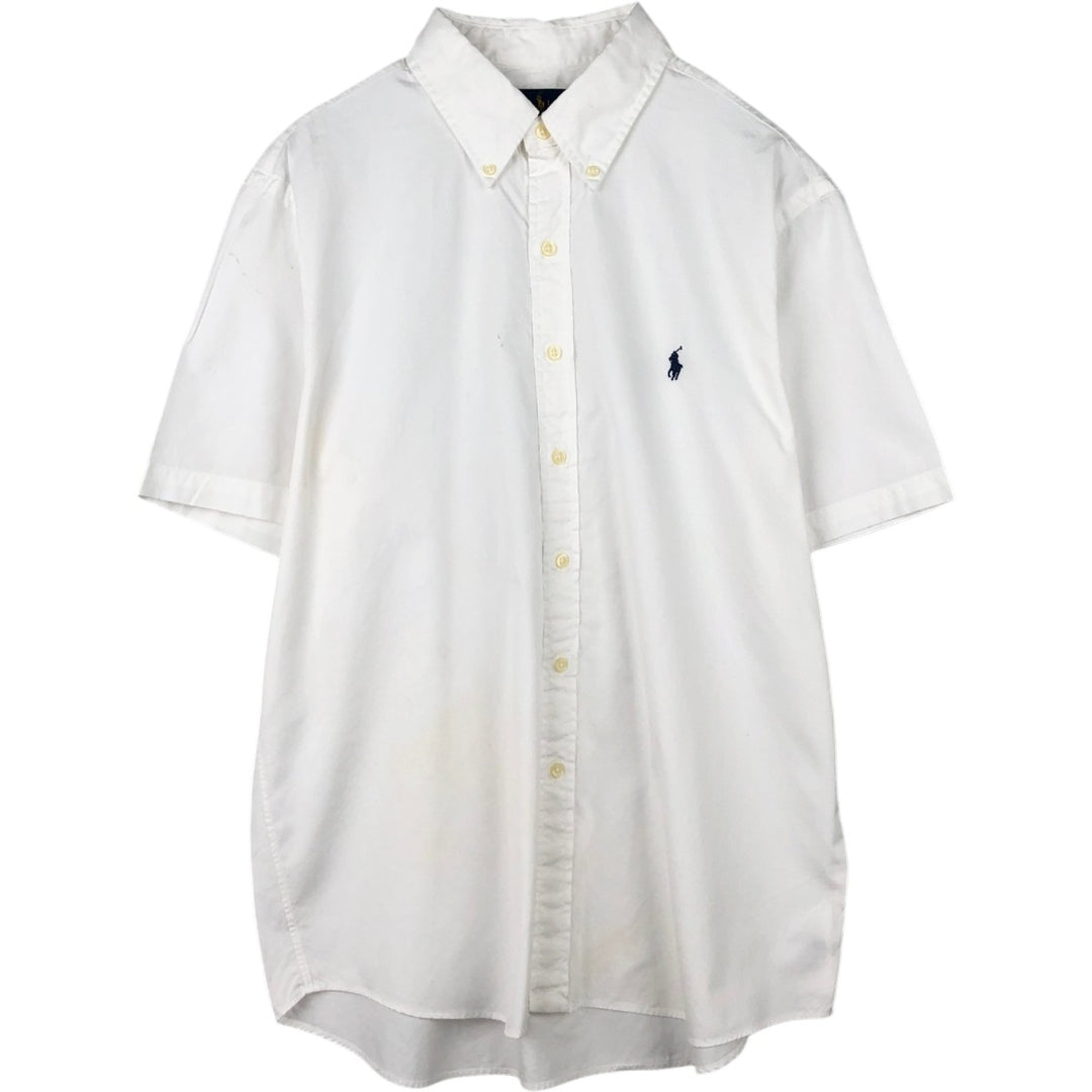 Ralph Lauren Featherweight Twill Short-Sleeve Button-Down Shirt, Men's Size L (approx.) cotton white type Vintage Second Hand