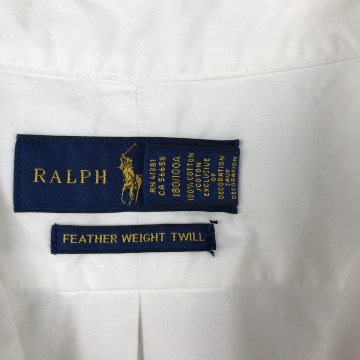Ralph Lauren Featherweight Twill Short-Sleeve Button-Down Shirt, Men's Size L (approx.) cotton white type Vintage Second Hand