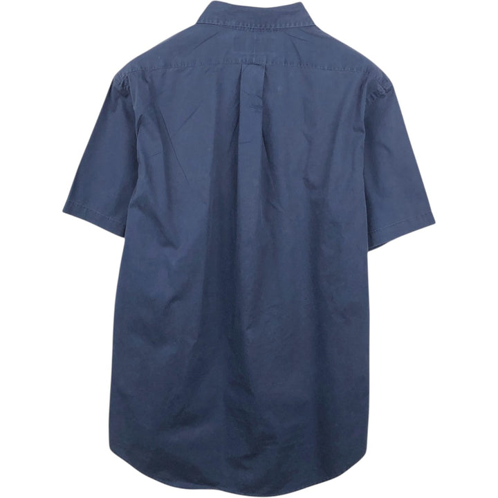 Ralph Lauren CUSTOM FIT short sleeve button down shirt, men's size L cotton navy blue type Vintage Second Hand