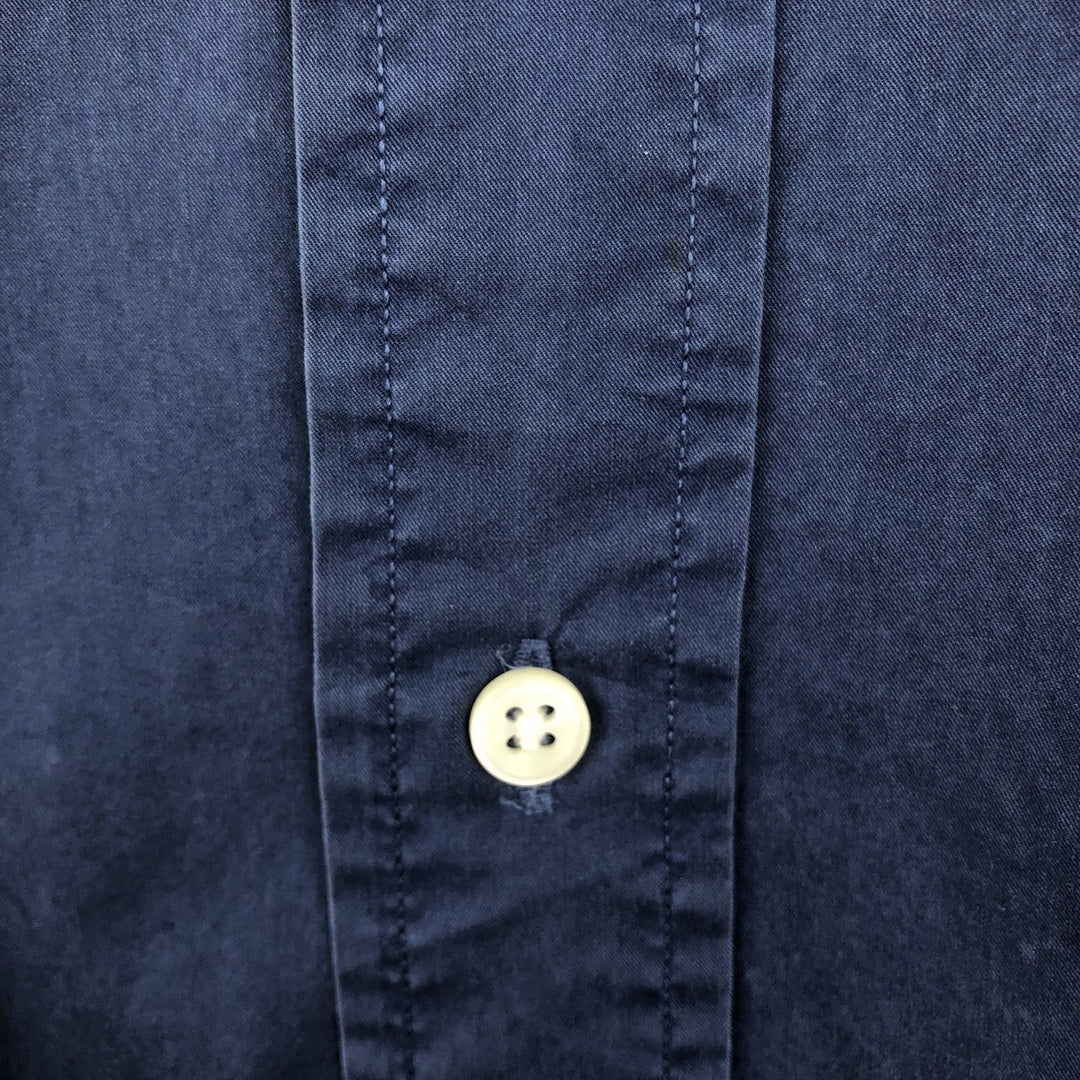 Ralph Lauren CUSTOM FIT short sleeve button down shirt, men's size L cotton navy blue type Vintage Second Hand