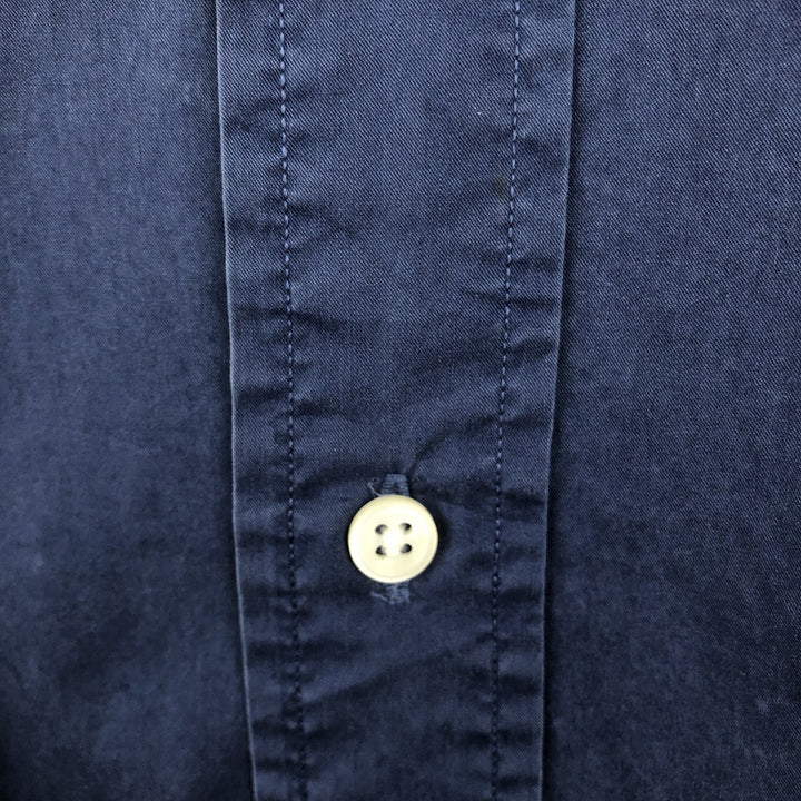 Ralph Lauren CUSTOM FIT short sleeve button down shirt, men's size L cotton navy blue type Vintage Second Hand
