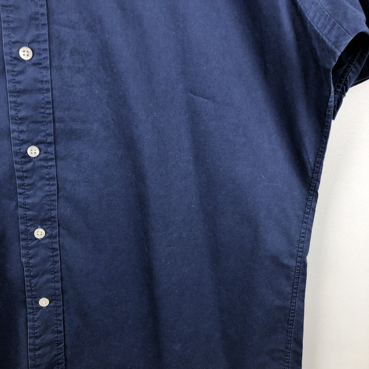 Ralph Lauren CUSTOM FIT short sleeve button down shirt, men's size L cotton navy blue type Vintage Second Hand