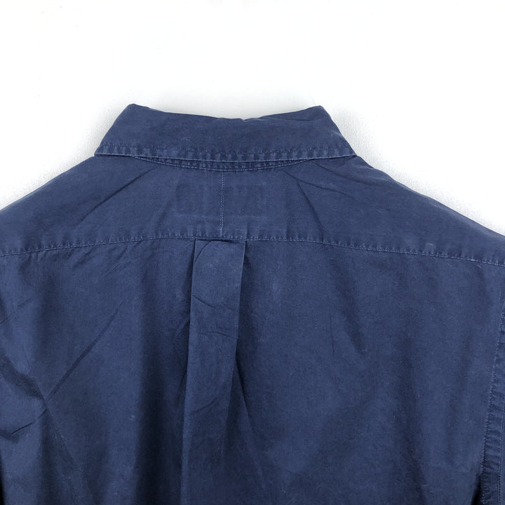 Ralph Lauren CUSTOM FIT short sleeve button down shirt, men's size L cotton navy blue type Vintage Second Hand