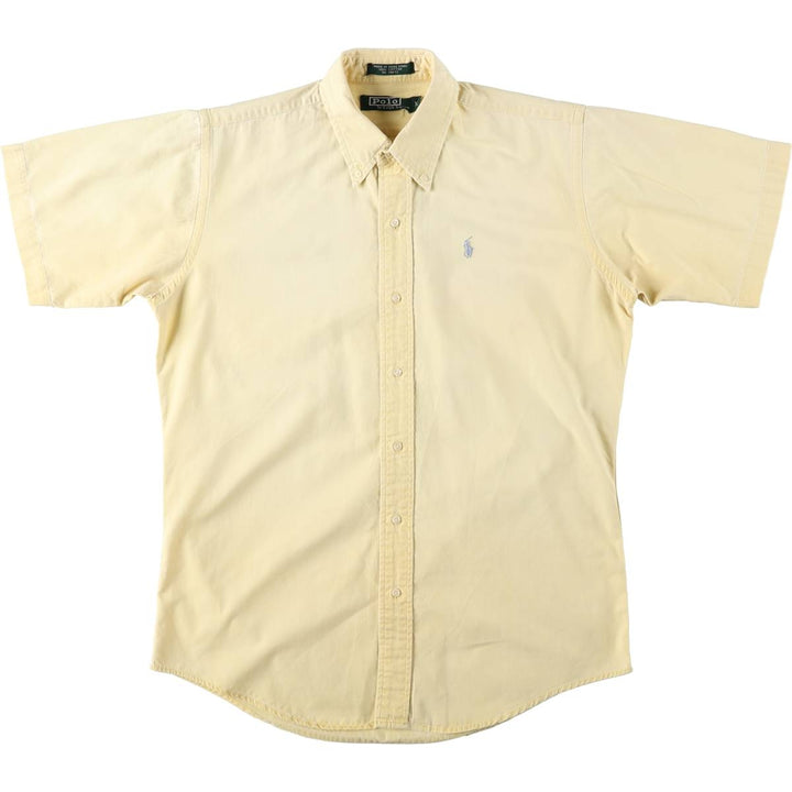 1980'S Ralph Lauren POLO by Ralph Lauren Short-Sleeve Button-Down Shirt, Men's Size XL (approx.), Vintage cotton lemon yellow Vintage Second Hand