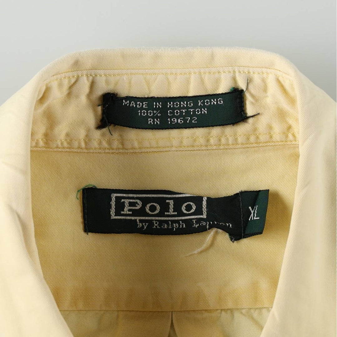 1980'S Ralph Lauren POLO by Ralph Lauren Short-Sleeve Button-Down Shirt, Men's Size XL (approx.), Vintage cotton lemon yellow Vintage Second Hand