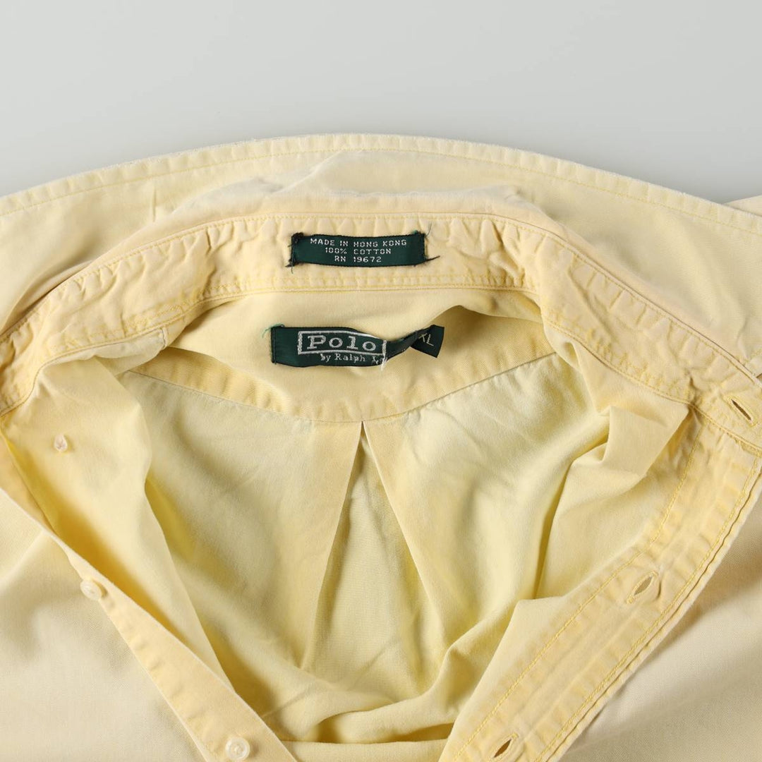 1980'S Ralph Lauren POLO by Ralph Lauren Short-Sleeve Button-Down Shirt, Men's Size XL (approx.), Vintage cotton lemon yellow Vintage Second Hand