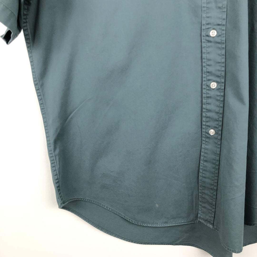 Ralph Lauren BLAIRE short sleeve button down shirt, men's size L cotton Khaki type sage green Vintage Second Hand