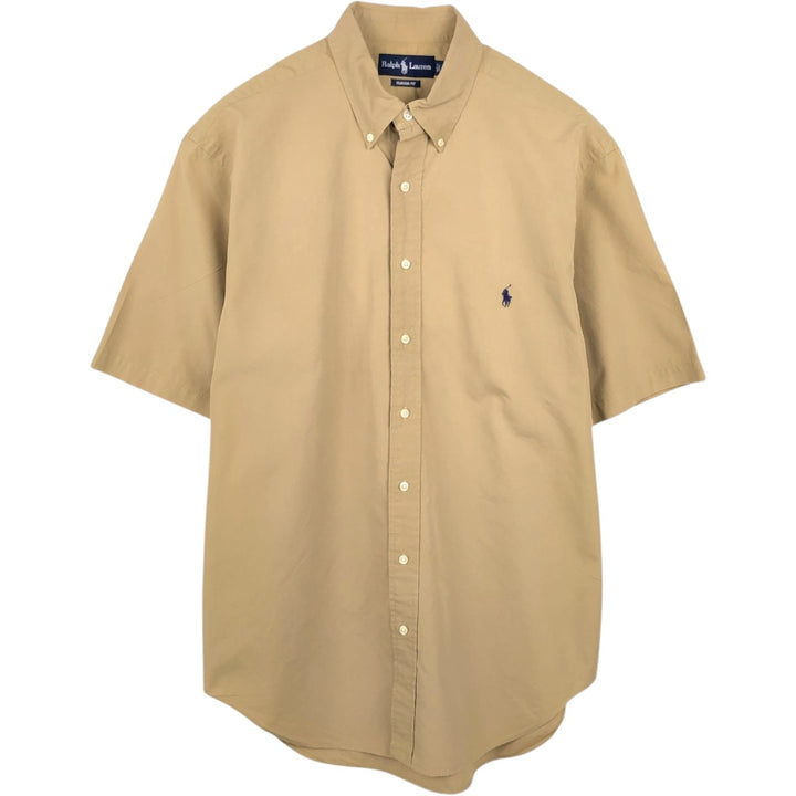 Ralph Lauren Classic Fit short sleeve button down shirt, men's size L cotton Beige type Vintage Second Hand