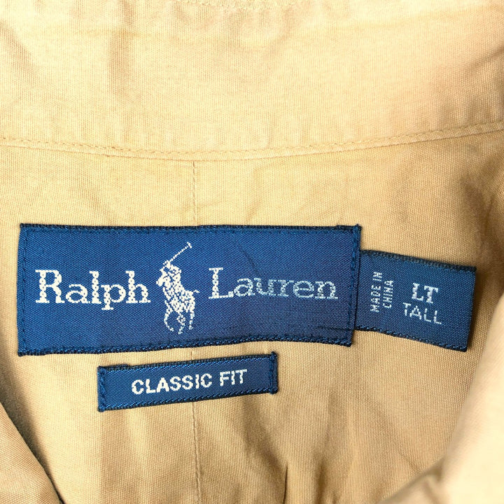 Ralph Lauren Classic Fit short sleeve button down shirt, men's size L cotton Beige type Vintage Second Hand