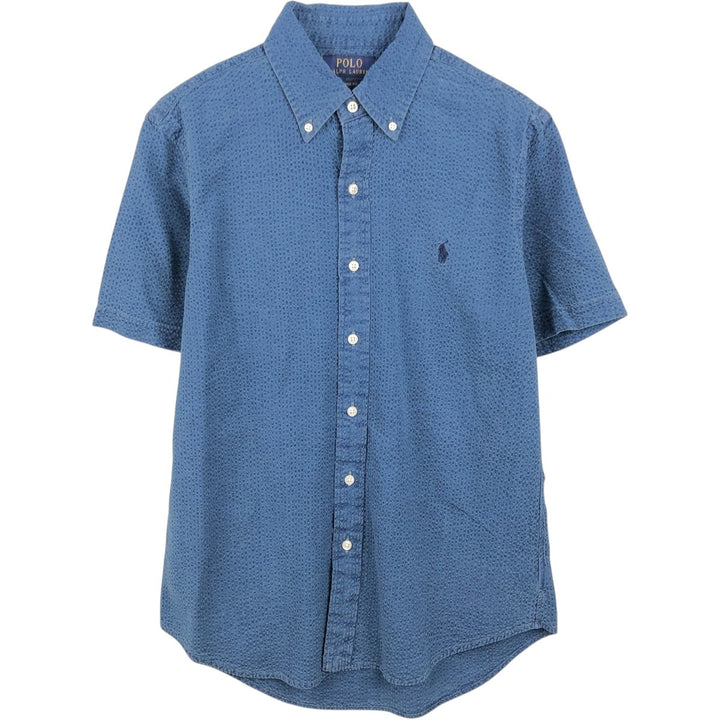 Ralph Lauren POLO RALPH LAUREN CLASSIC FIT GUARANTEED TO WRINKLE Seersucker Short-Sleeve Button-Down Shirt cotton blue type Vintage Second Hand