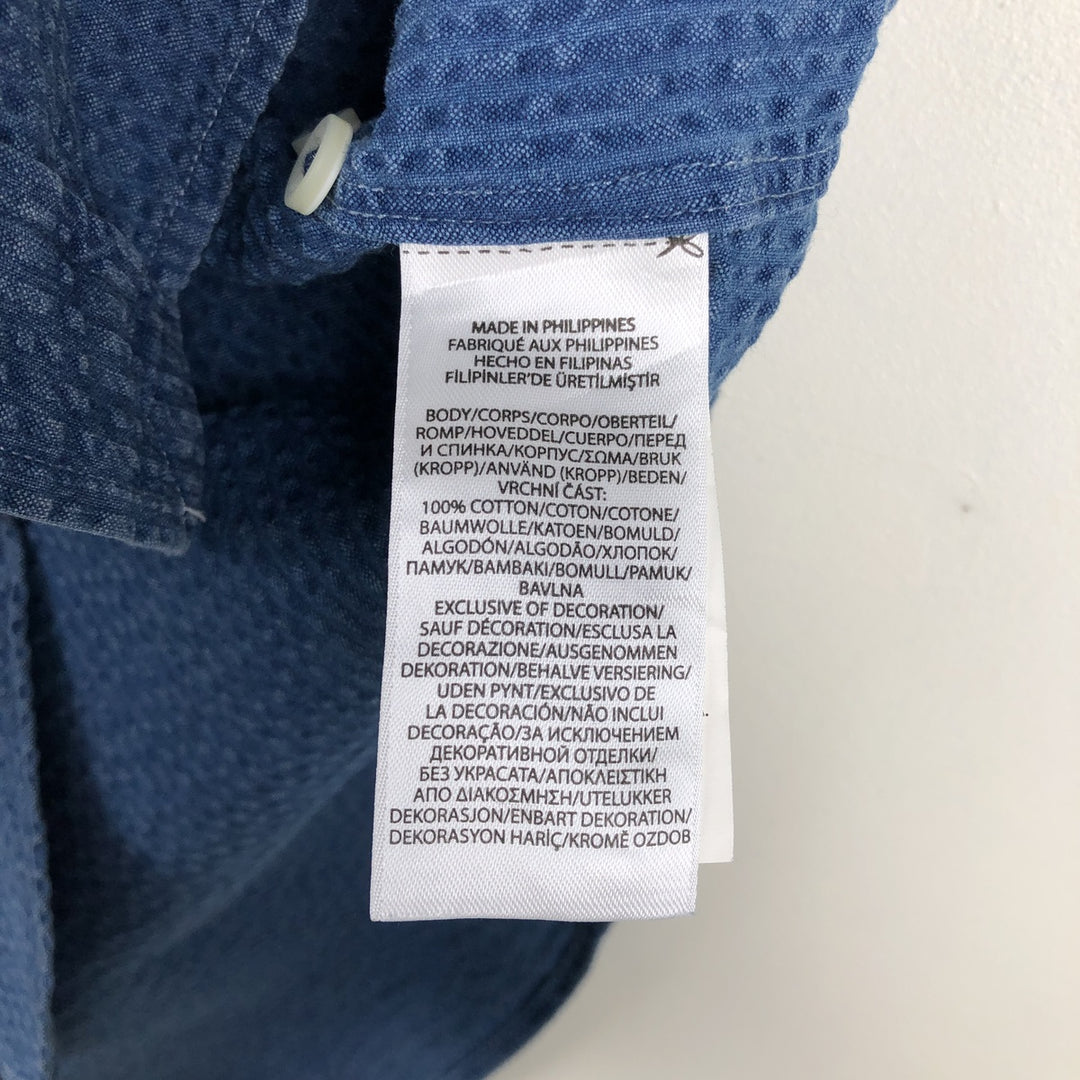 Ralph Lauren POLO RALPH LAUREN CLASSIC FIT GUARANTEED TO WRINKLE Seersucker Short-Sleeve Button-Down Shirt cotton blue type Vintage Second Hand