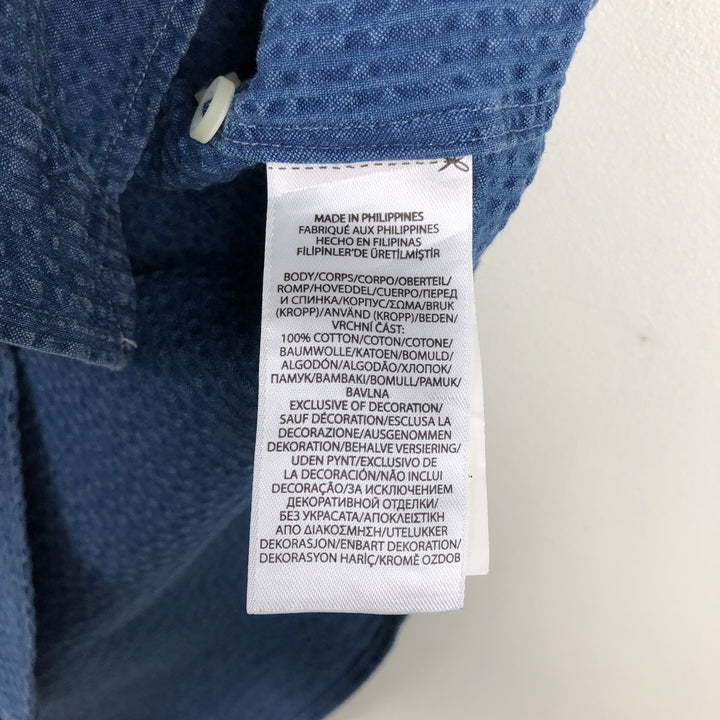 Ralph Lauren POLO RALPH LAUREN CLASSIC FIT GUARANTEED TO WRINKLE Seersucker Short-Sleeve Button-Down Shirt cotton blue type Vintage Second Hand