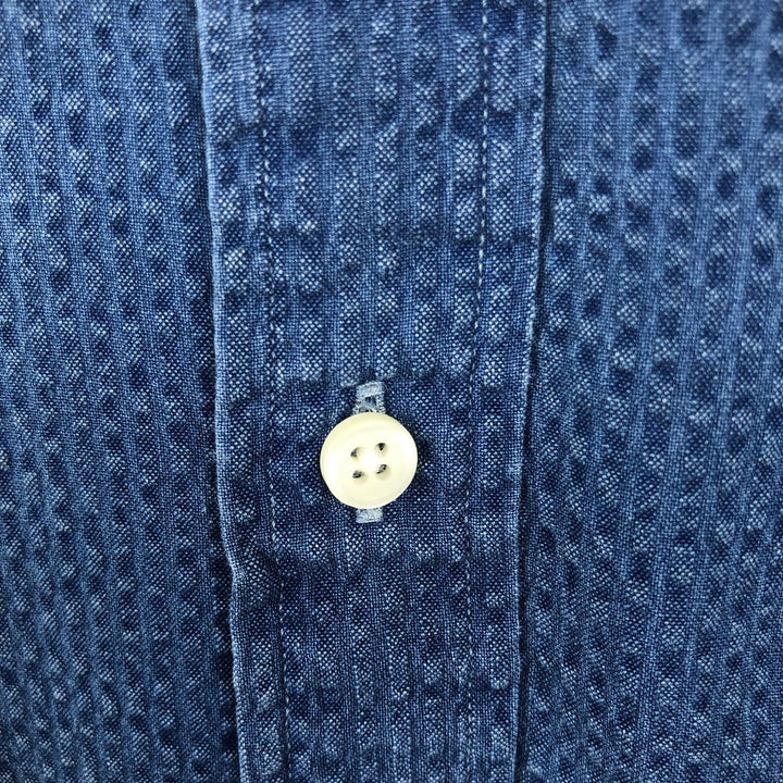 Ralph Lauren POLO RALPH LAUREN CLASSIC FIT GUARANTEED TO WRINKLE Seersucker Short-Sleeve Button-Down Shirt cotton blue type Vintage Second Hand