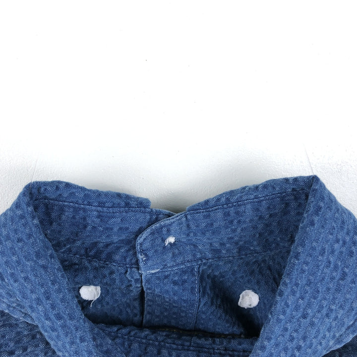 Ralph Lauren POLO RALPH LAUREN CLASSIC FIT GUARANTEED TO WRINKLE Seersucker Short-Sleeve Button-Down Shirt cotton blue type Vintage Second Hand