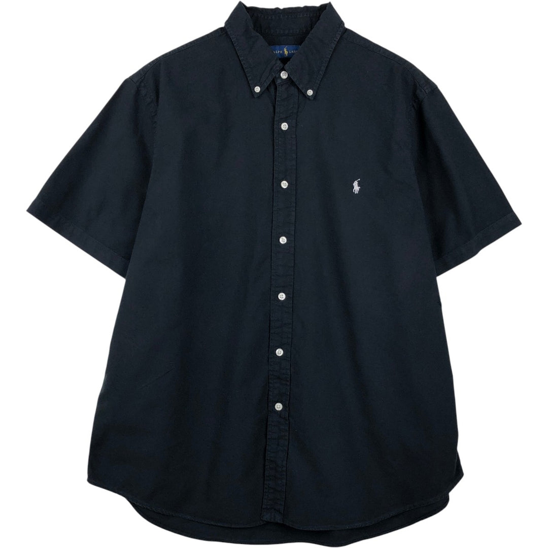 Ralph Lauren short sleeve button down shirt, men's XL size cotton black type Vintage Second Hand