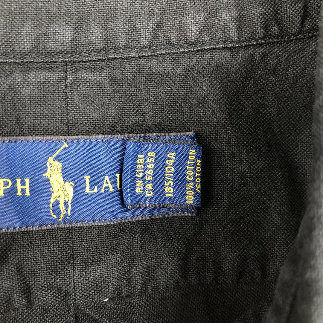 Ralph Lauren short sleeve button down shirt, men's XL size cotton black type Vintage Second Hand