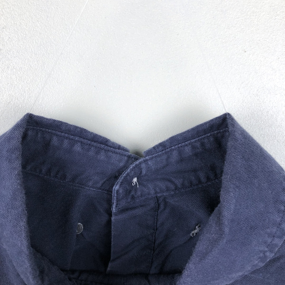 Ralph Lauren Classic Fit short sleeve button down shirt, men's size L cotton navy blue type Vintage Second Hand