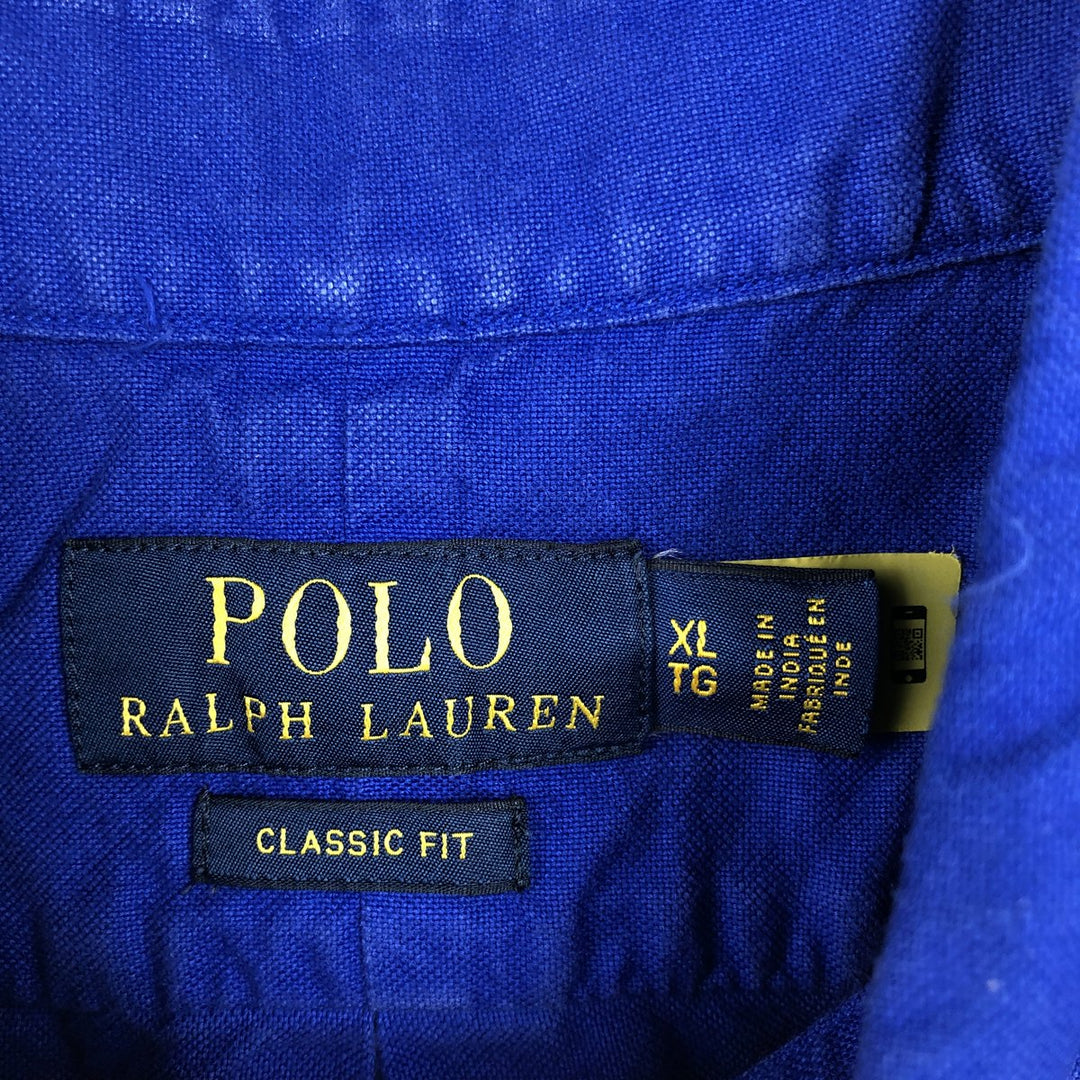 Ralph Lauren POLO RALPH LAUREN CLASSIC FIT Short-Sleeve Button-Down Shirt, Men's Size XL (approx.) cotton blue type Vintage Second Hand