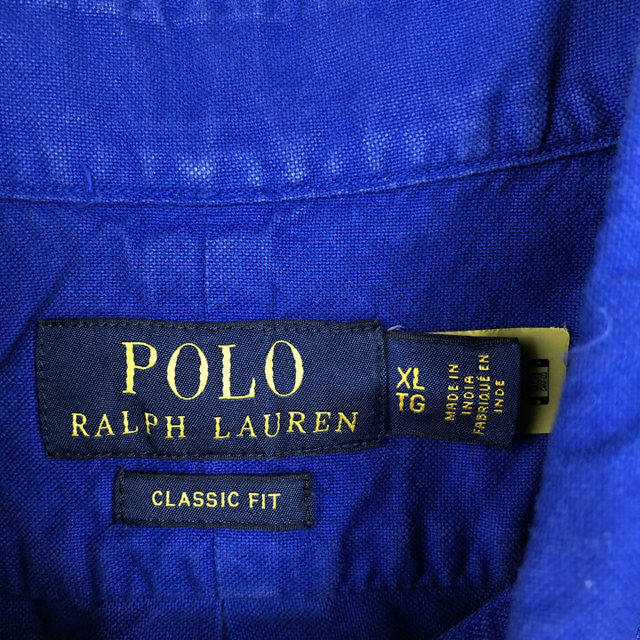 Ralph Lauren POLO RALPH LAUREN CLASSIC FIT Short-Sleeve Button-Down Shirt, Men's Size XL (approx.) cotton blue type Vintage Second Hand