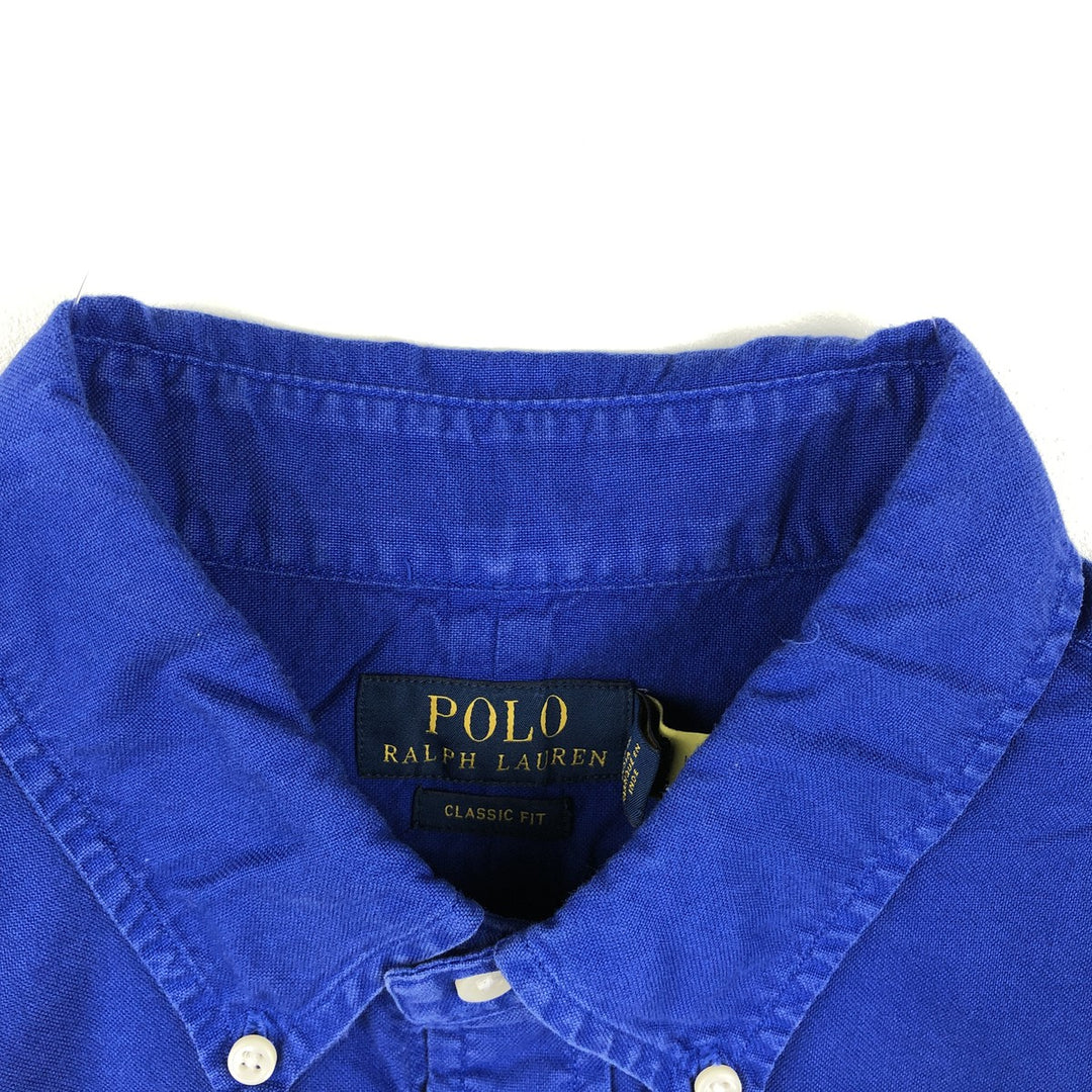 Ralph Lauren POLO RALPH LAUREN CLASSIC FIT Short-Sleeve Button-Down Shirt, Men's Size XL (approx.) cotton blue type Vintage Second Hand