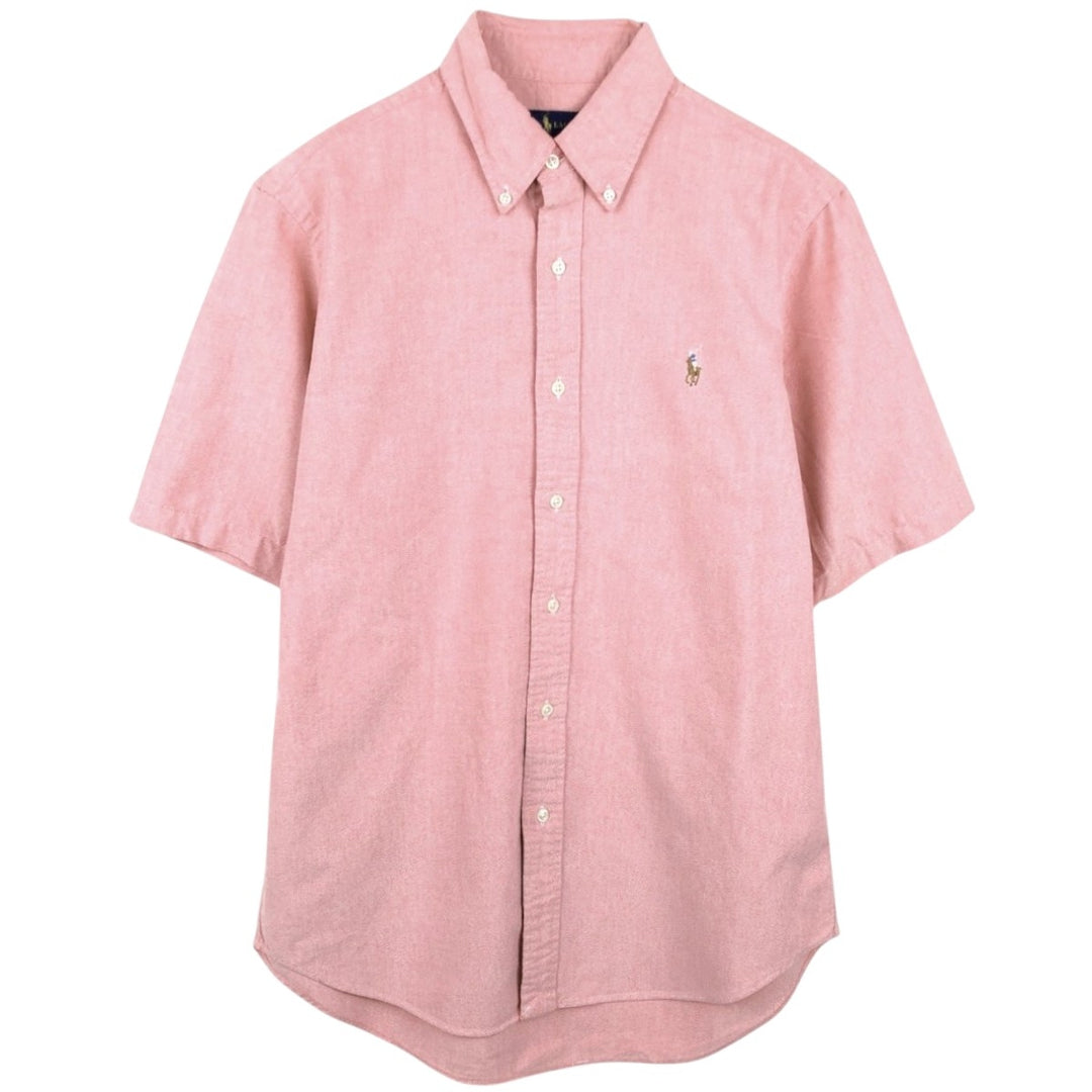Ralph Lauren short sleeve button down shirt, men's size M cotton pink type Vintage Second Hand