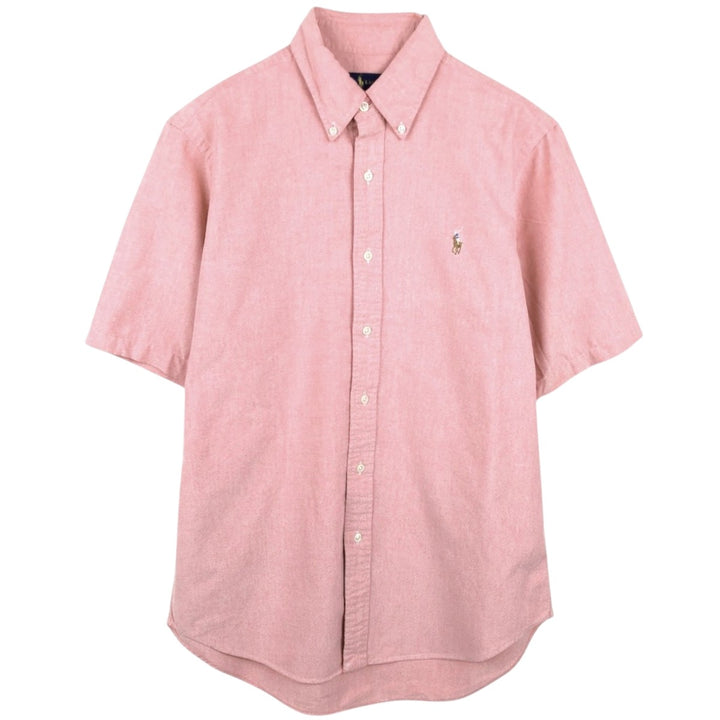 Ralph Lauren short sleeve button down shirt, men's size M cotton pink type Vintage Second Hand