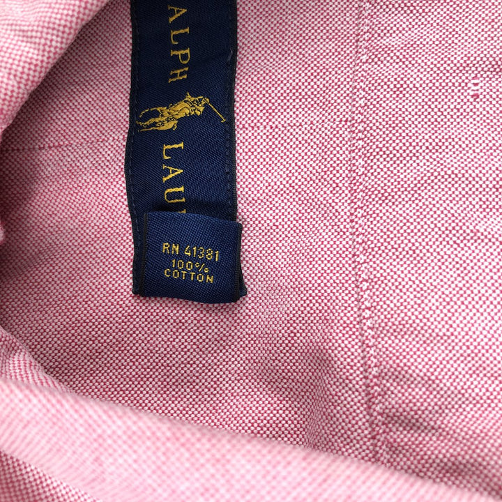 Ralph Lauren short sleeve button down shirt, men's size M cotton pink type Vintage Second Hand