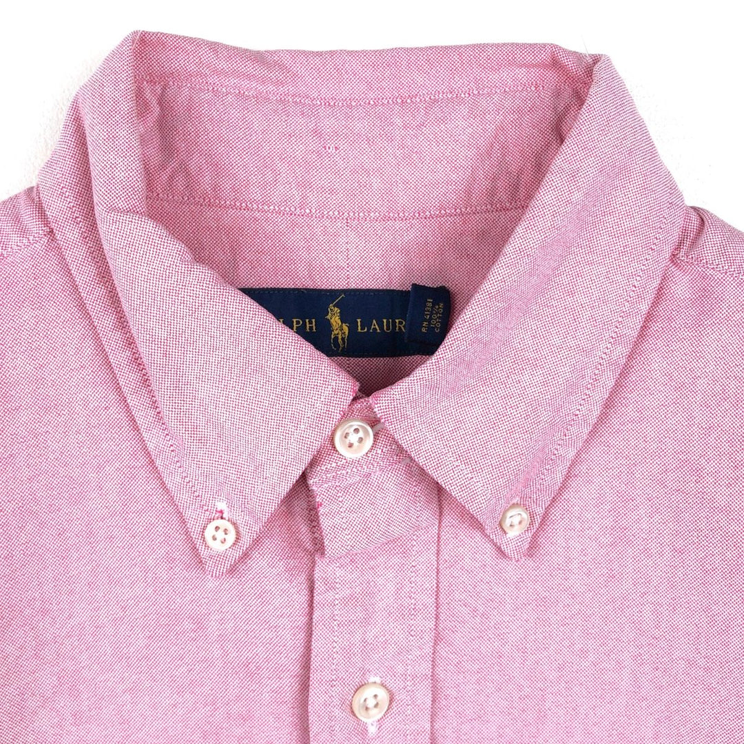 Ralph Lauren short sleeve button down shirt, men's size M cotton pink type Vintage Second Hand
