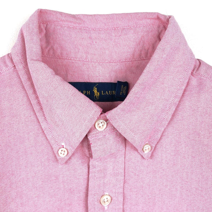 Ralph Lauren short sleeve button down shirt, men's size M cotton pink type Vintage Second Hand