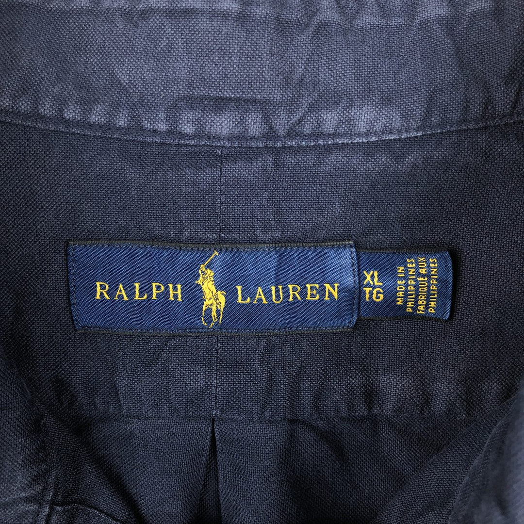 Ralph Lauren short sleeve button down shirt, men's XL size cotton navy blue type Vintage Second Hand