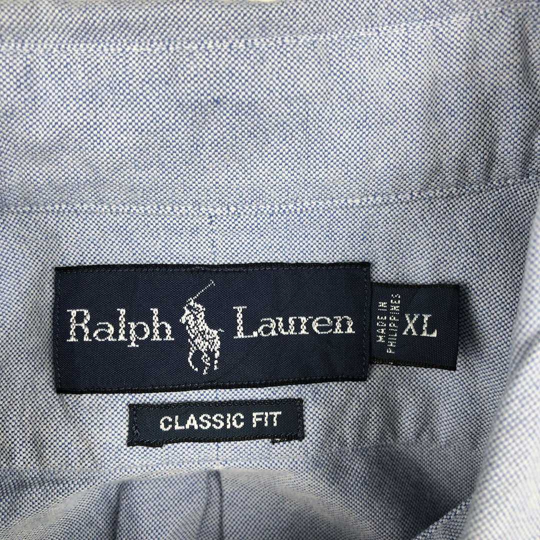 Ralph Lauren Classic Fit Short Sleeve Button Down Shirt Men's XL cotton Blue type light blue Vintage Second Hand