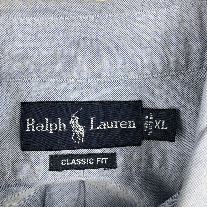 Ralph Lauren Classic Fit Short Sleeve Button Down Shirt Men's XL cotton Blue type light blue Vintage Second Hand