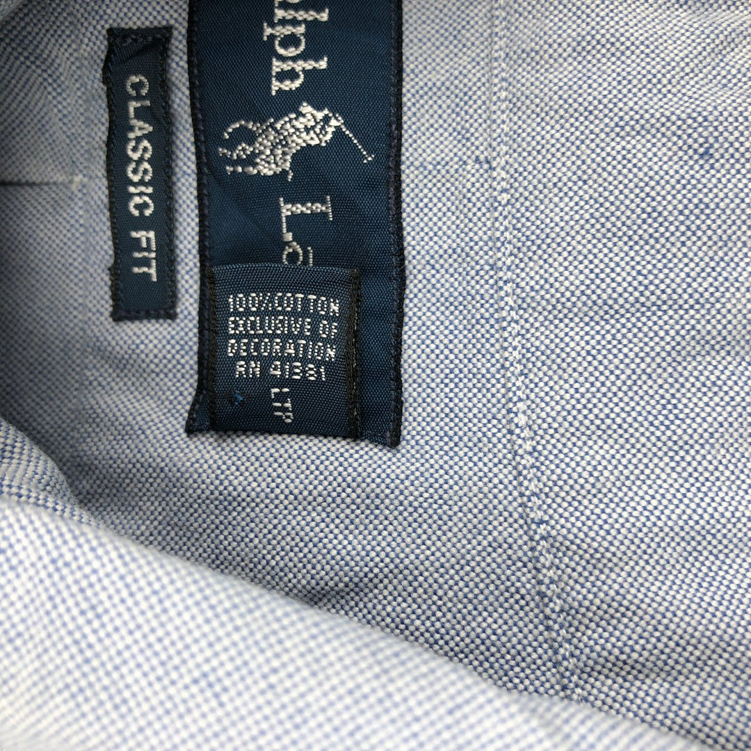 Ralph Lauren Classic Fit Short Sleeve Button Down Shirt Men's XL cotton Blue type light blue Vintage Second Hand