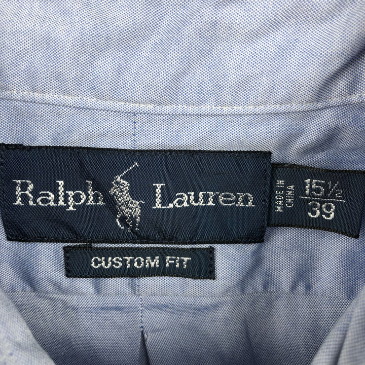 Ralph Lauren CUSTOM FIT short sleeve button down shirt, men's size M cotton Blue type light blue Vintage Second Hand