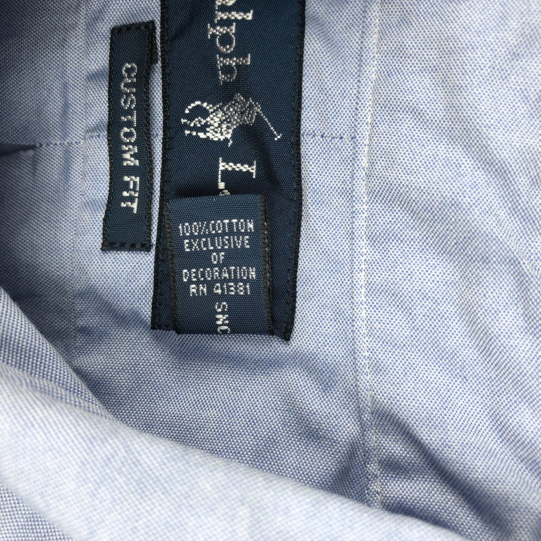 Ralph Lauren CUSTOM FIT short sleeve button down shirt, men's size M cotton Blue type light blue Vintage Second Hand
