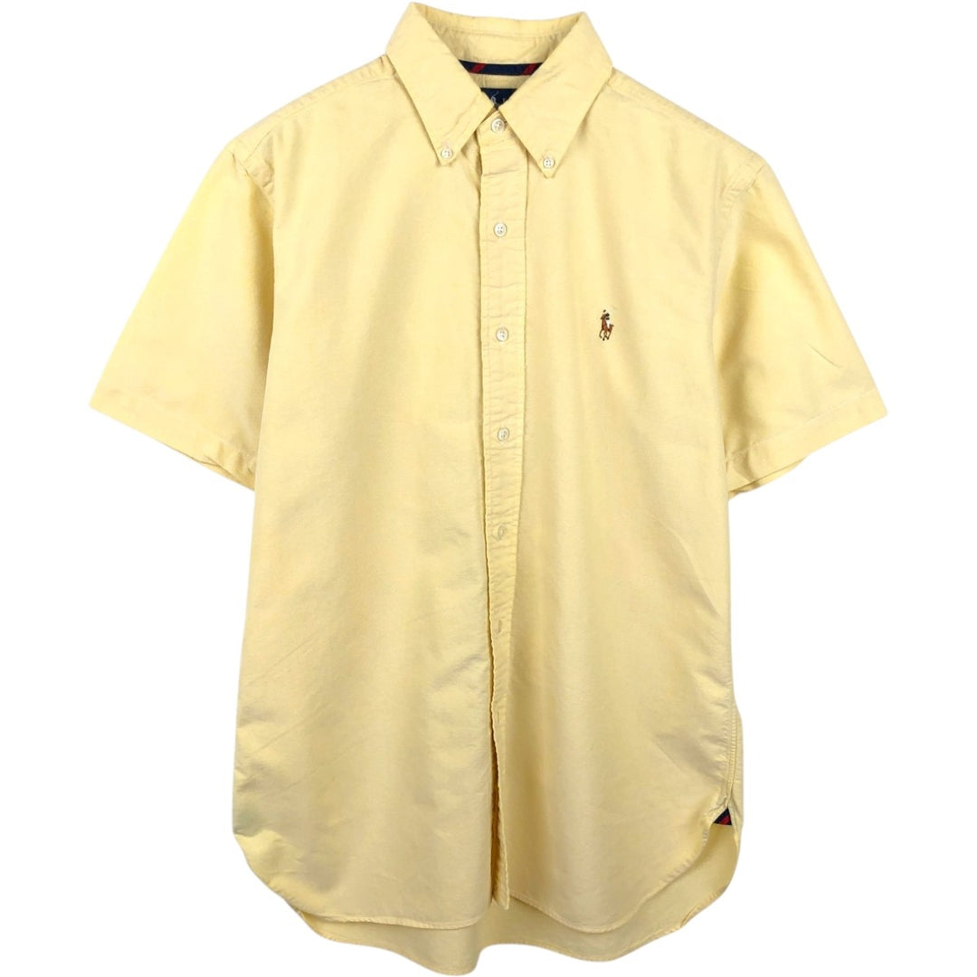Ralph Lauren Classic Fit short sleeve button down shirt, men's size M cotton lemon yellow Vintage Second Hand