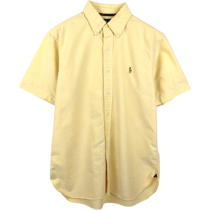 Ralph Lauren Classic Fit short sleeve button down shirt, men's size M cotton lemon yellow Vintage Second Hand