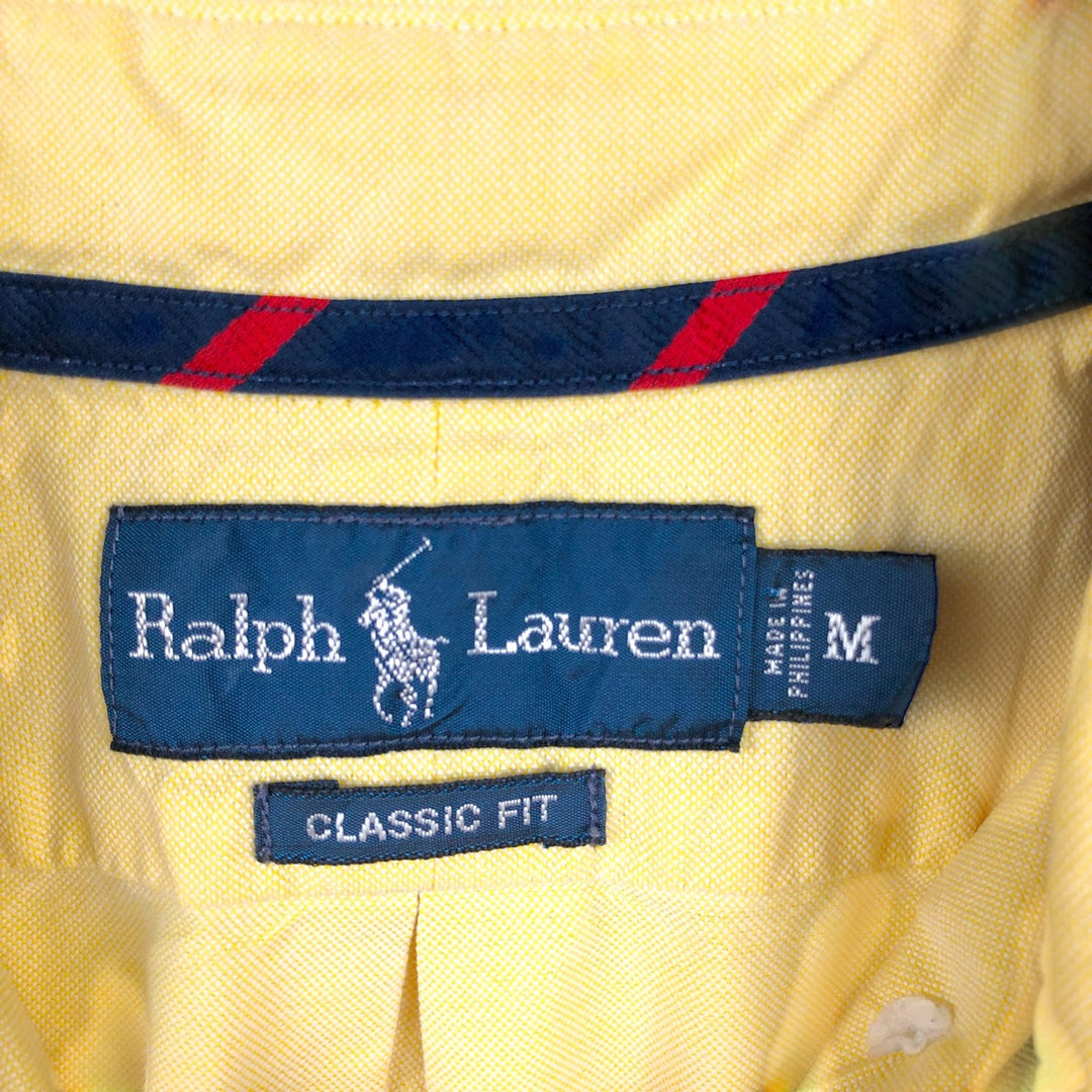 Ralph Lauren Classic Fit short sleeve button down shirt, men's size M cotton lemon yellow Vintage Second Hand