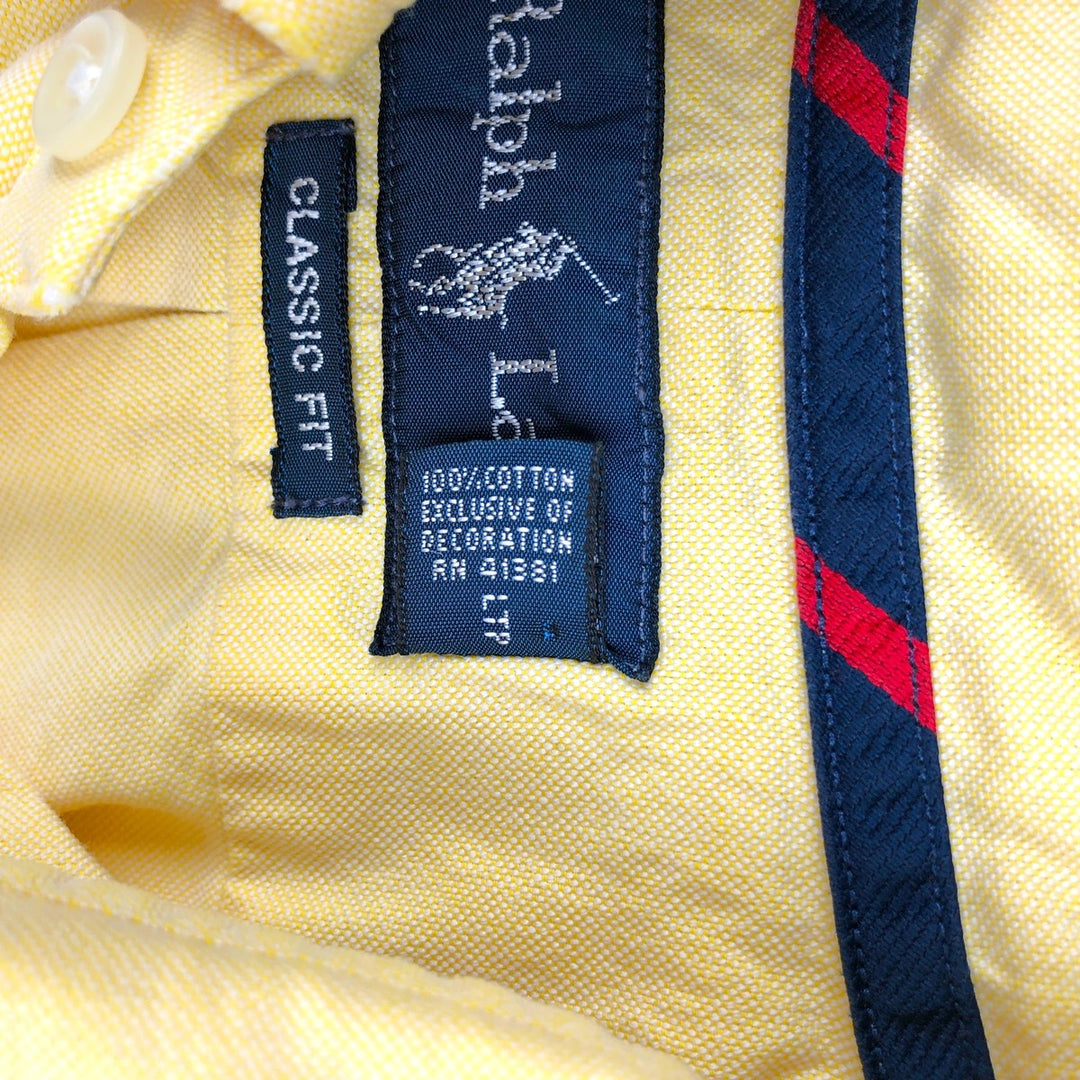 Ralph Lauren Classic Fit short sleeve button down shirt, men's size M cotton lemon yellow Vintage Second Hand