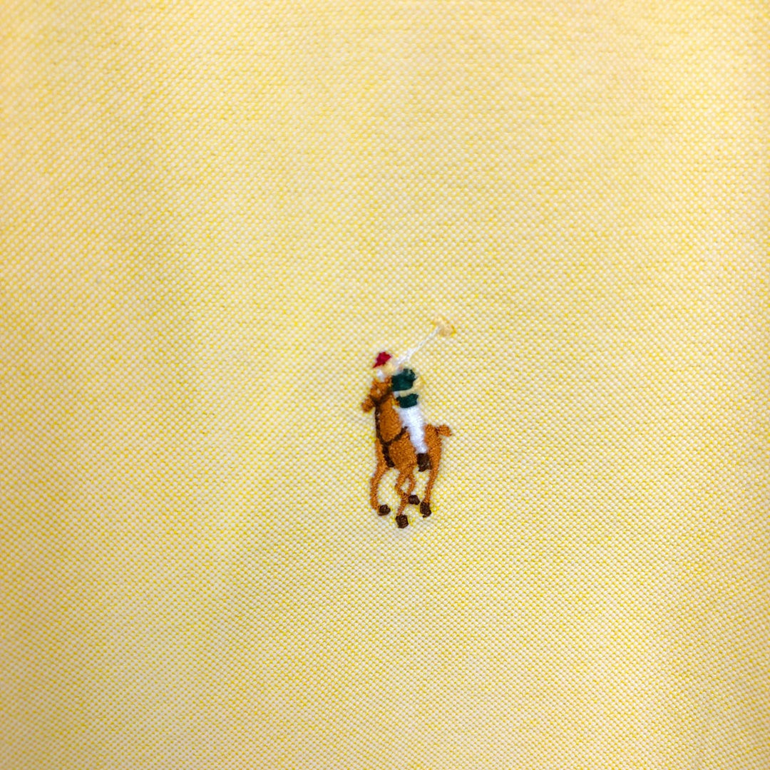 Ralph Lauren Classic Fit short sleeve button down shirt, men's size M cotton lemon yellow Vintage Second Hand