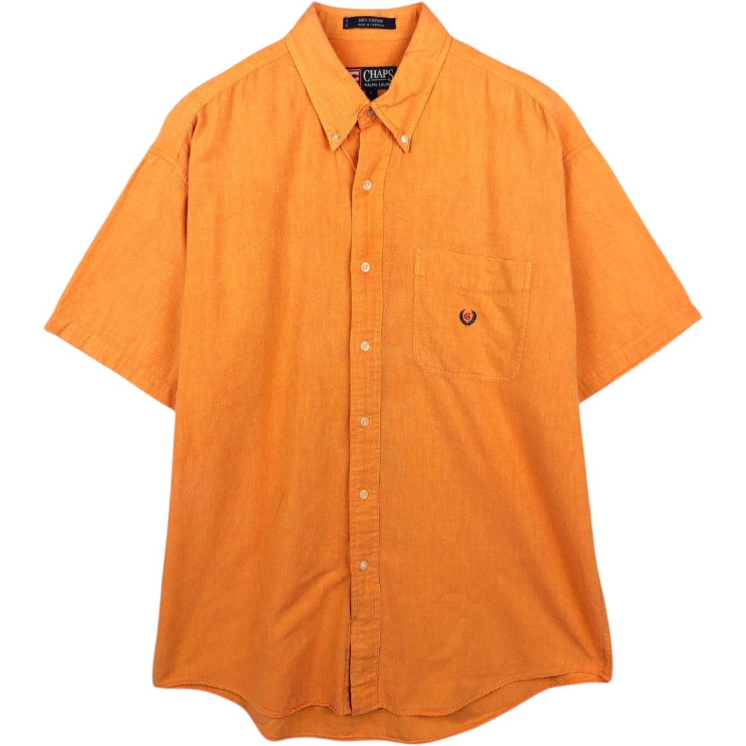 Ralph Lauren CHAPS short-sleeved button-down shirt, men's size L cotton orange type Vintage Second Hand
